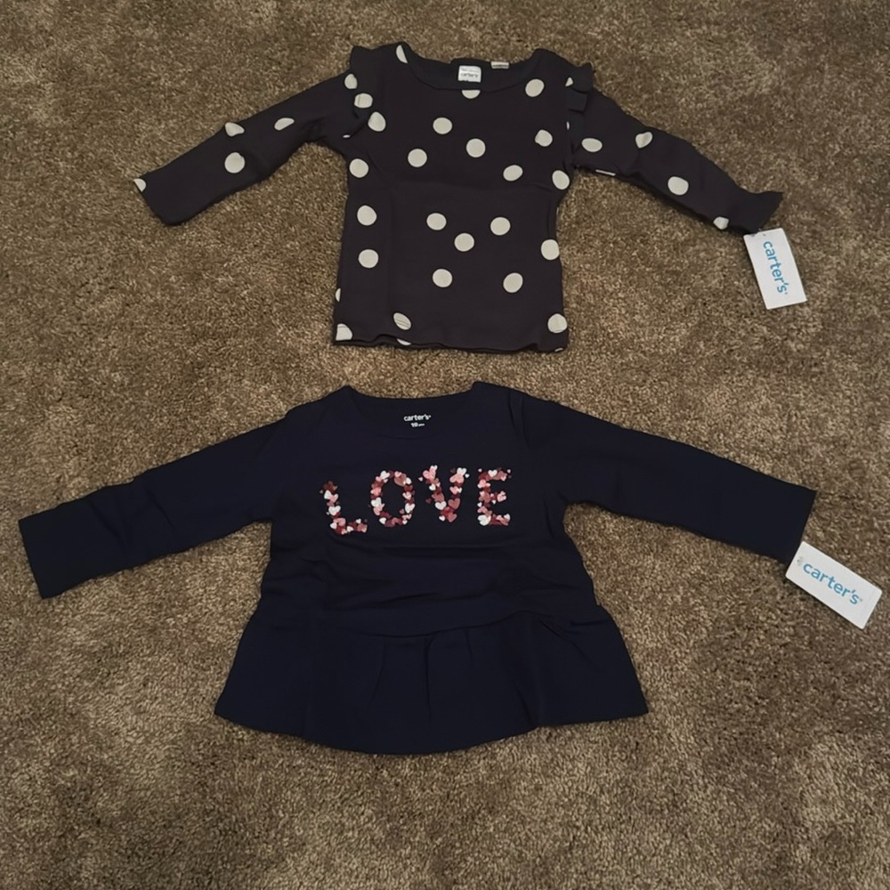 Carter's 18 month baby girl -2 Tops- NWT